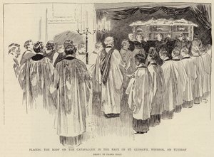 Colocando o Corpo no Catafalco na Nave de São Jorge, Windsor, na terça-feira de Frank Craig